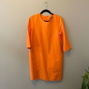 COS 3/4 sleeve orange A line mid dress